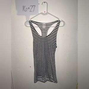 PINK Victoria's Secret Black & White Striped Racerback Tank